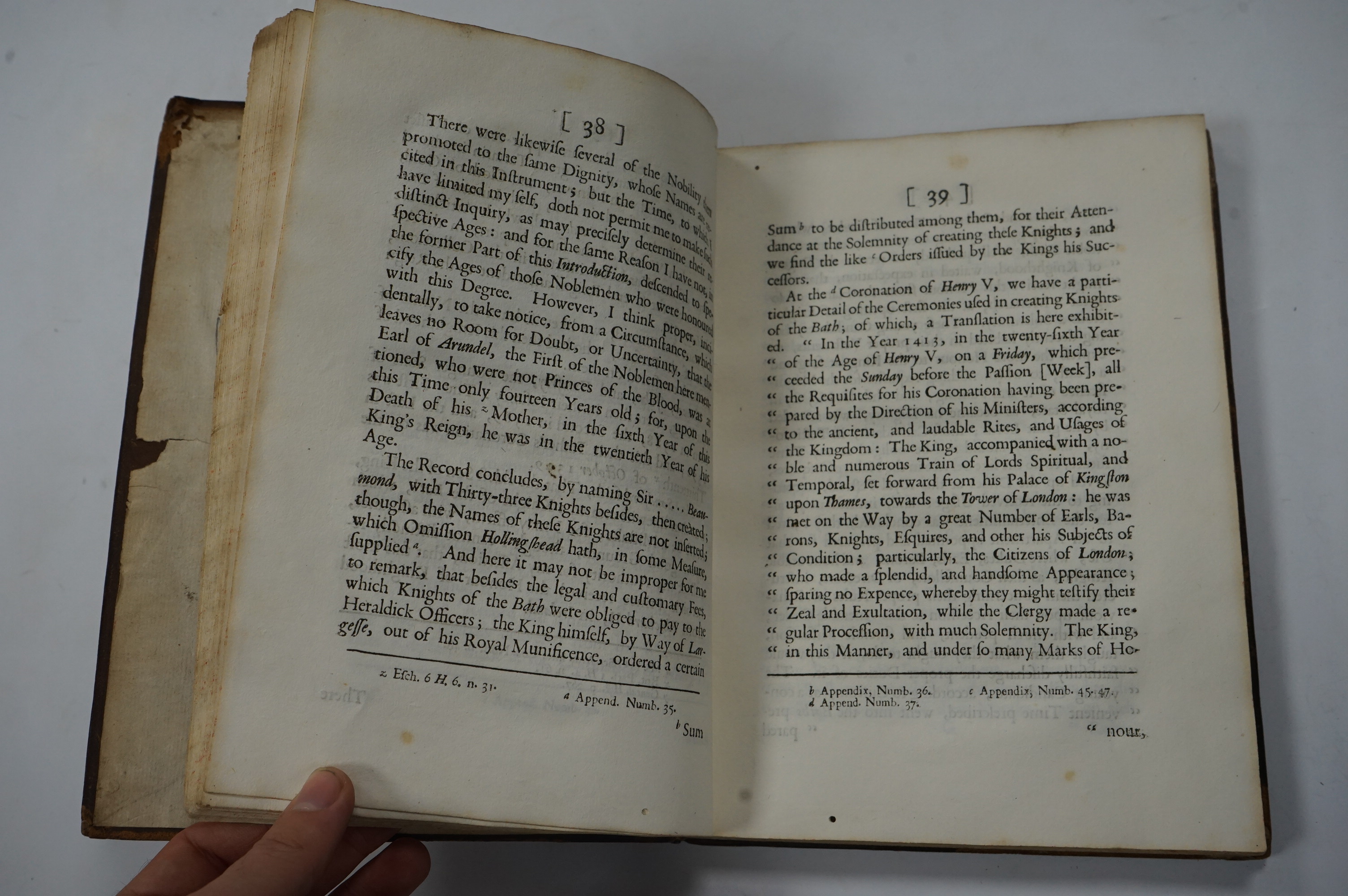 Ashmole, Elias – The history of the most noble Order of the Garter. Wherein is set forth an account of the town, castle, chappel, and college of Windsor; ..., engraved frontis, two plates and table, tan calf, 1715; Ansti